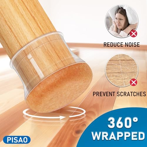 PISAO 24 Pcs Chair Leg Floor Protectors Caps Cover Pad for Hardwood Floors - Image 3