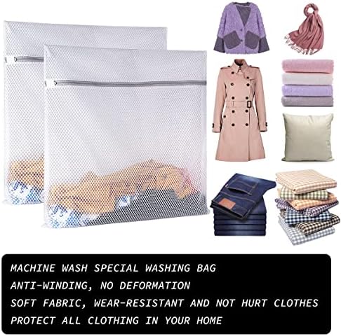 2 XX-Large Honeycomb Mesh Laundry Bag Delicates Durable for Washing Machine,24 x 24 Inches lingerie bags for Laundry, Travel Storage Organize Bag for Cotton Clothes,Sheet,Sweater, Shoes - Image 5