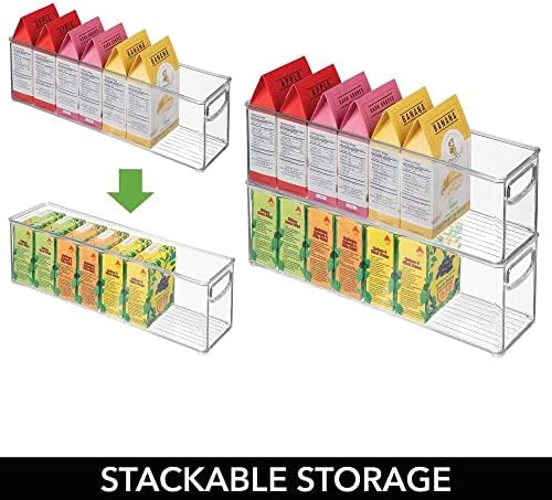 mDesign Small Plastic Nursery Storage Container Bins with Handles for Organization in Cabinet, Closet or Cubby Shelves - Organizer for Baby Food, Bibs, Formula - Ligne Collection - 4 Pack - Clear - Image 5