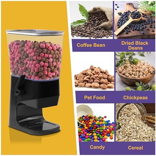 Cereal Dispenser Countertop, Dry Food Dispenser Snack Organizer, Slim Cereal Containers Storage Dispenser with Lids for Pantry, Kitchen Organization Oatmeal Nut Granola Candy, Black, 2pcs - Image 6