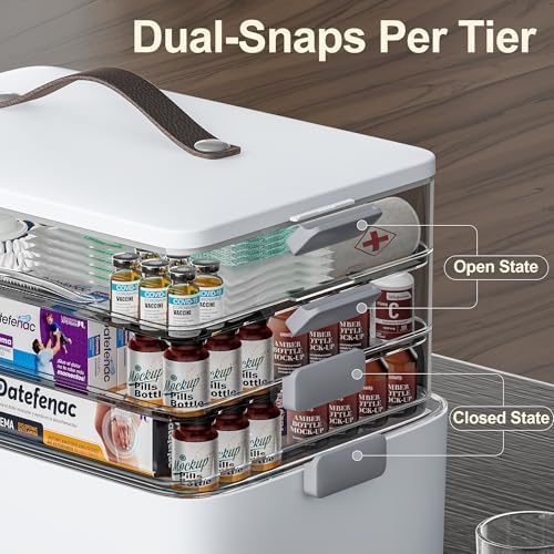 CTIME 4-Tier Extra-Large Medicine Organizer with Portable Pill Case Empty - Image 5