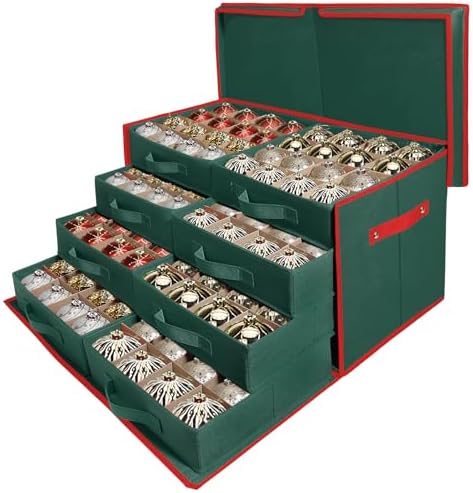 Large Christmas Ornament Storage Box Keeps 128 3" & 8 Individual Trays by WDZREE