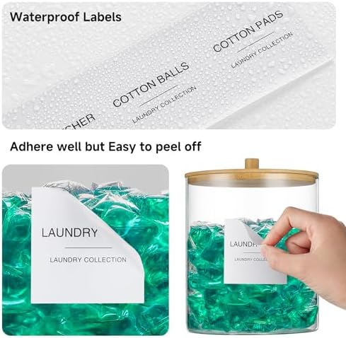 Glass Jars for Laundry Room Organization, Laundry Pods Container with 27 Labels, Detergent Holder with Bamboo Lid, Cute Storage Jars (Set of 2) - Image 4
