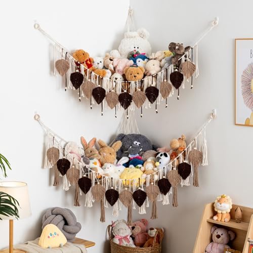 Pretty Jolly Stuffed Animal Hammock with Leaf Beads and Tassels - Image 4