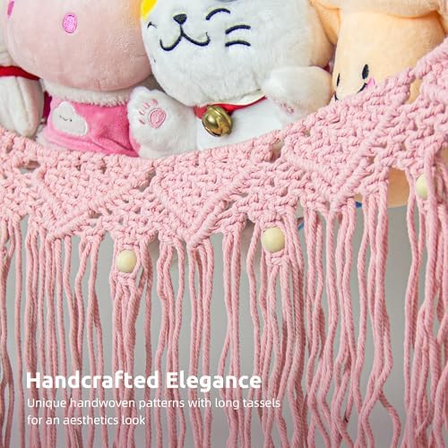 Large Stuffed Animal Hammock, Stuffed Animal Storage Toy Hammock Net for Stuffed Animals Corner, Plushie Net Hammock Toy Organizer for Boho Playroom Baby Nursery Decor - Image 3