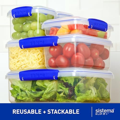 Sistema KLIP IT Large Food Storage Container, Airtight & Stackable, Dishwasher, Freezer, & Microwave-Safe, BPA-Free, 7 L (Single) (Pack of 4) - Image 3