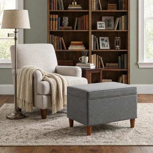 Spatial Order 24" Dinah Collection Storage Ottoman - Cool Light Gray - Image 4