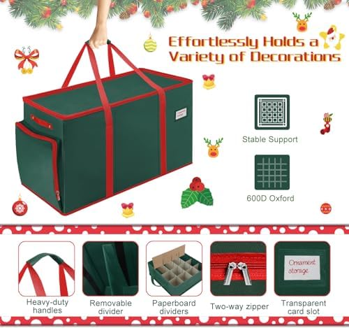 2-in-1 Christmas Ornament Storage Box Keeps 64-3"/36-4" Holiday Ornaments - Image 5
