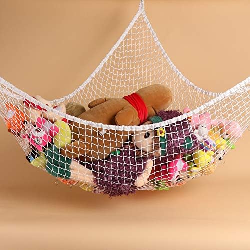 Stuffed Animal Hammock, Toy Hammock Storage Net, LXUNYI Mesh Toy Net Holder Jumbo Wall Corner Giant Baby Kids Children Stuff animals Hammocks Net Organizer for Bedroom (White, 70 inch) - Image 5
