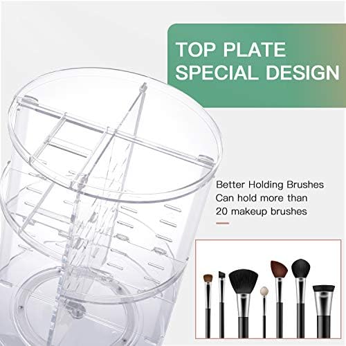 seinlife 360 Rotating Makeup Organizer,DIY Adjustable Spinning Holder,Foldable Cosmetic Storage Display box,Large Capacity Make up Caddy Shelf,Fits Countertop Vanity and Bathroom (CLEAR) - Image 3