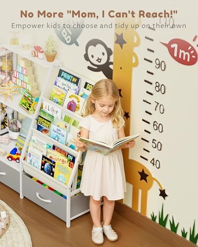 Kids Bookshelf and Toy Storage Organizer - 3-Tier Sling Bookcase, 47.2" W - Image 4