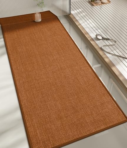 chakme Bathroom Rugs Mat 59x17, Ultra Thin Bath Rug Non Slip Runner Quick Dry Absorbent Bath Mat for Bathroom, (Orange, 59"x17") by CHAKME