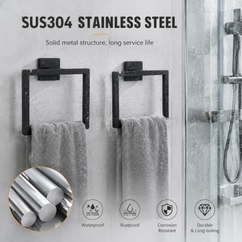 2PACK Matte Black Towel Ring Towel Holder,Durable SUS 304 Stainless Steel - Image 3