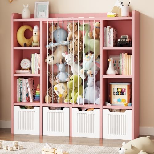 Toy Storage Organizer with Stuffed Animal Storage, Pink by LEFURTURE