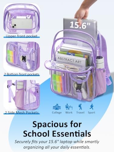 Clear Backpack for School, 17" Heavy Duty Double-Layer Clear Bookbag - Image 4