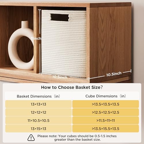 UBBCARE Set of 4 Storage Basket-11 X 10.5 X 10.5 In, Cotton Rope Basket for Shelves, Toys, Book, Cube Storage Bins with Handles, Woven Storage Basket for Organizing, Navy Blue - Image 2