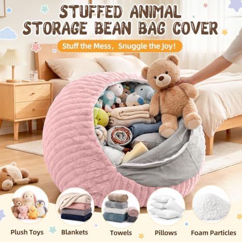 Bean Bag Cover No Filler Stuffed Animal Storage Bean Bag Chair Cover - Image 4