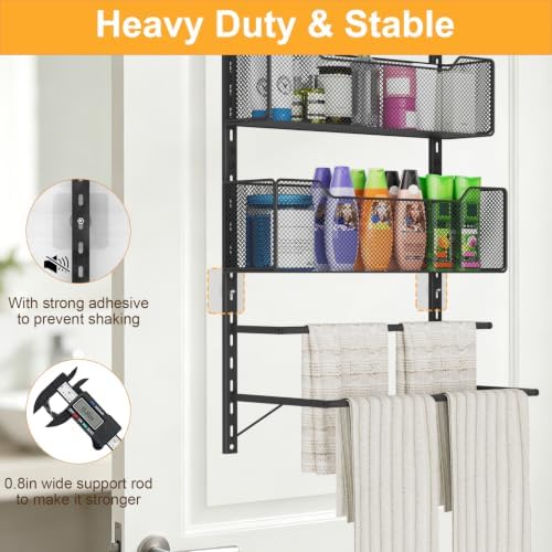 VyGrow Over The Door Towel Rack with 3 Tier Mesh Baskets for Bathroom - Image 6