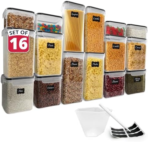 Reli. Pantry Organizers & Storage | Food Containers with Lids, 16 Sets by Reli