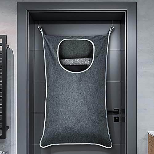 XL Hanging Laundry Hamper, Over the Door Laundry Hamper and Baskets, Wide Opening Hanging Laundry Bag, Hanging Hamper for Bathroom,Dorm,Laundry Room,Camper,Chrismast Gift(Grey-2Pack) - Image 6