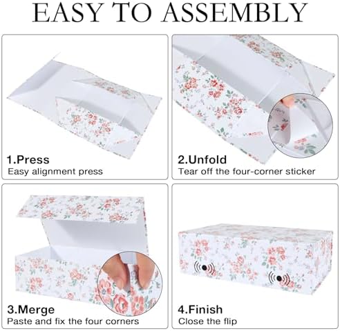 LFBOX Rose Floral Gift Box with Magnetic Lids 3 Pack - Image 4