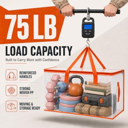 KYODOLED 2-Pack Clear Moving Bags Heavy Duty Extra Large, Storage Totes - Image 3