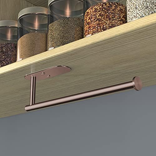 VAEHOLD Adhesive Paper Towel Holder Under Cabinet Wall Mount for Kitchen Paper Towel, Black Paper Towel Roll Holder Stick to Wall, Stainless Steel (Rose Gold, 2 Pack - Image 5
