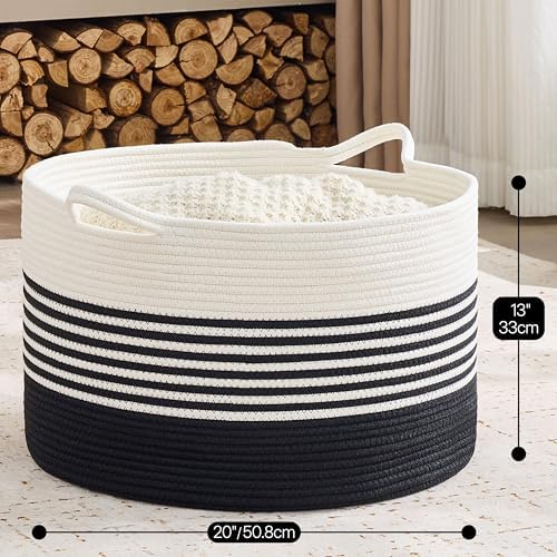 KAKAMAY Large Blanket Basket with Handles, Storage Basket for Living Room - Image 3