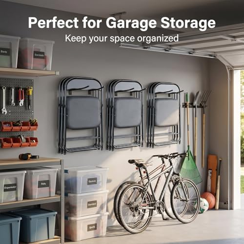 Wall Mount Folding Chair Storage Rack,Folding Chair Rack, Space-Saving Wall Organizer for Garage, Basement, Home, Office & Event Use (Black -2 Pack) - Image 2