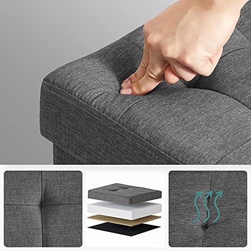 SONGMICS Storage Ottoman Bench, Foldable Foot Rest with Legs, 15 x 30 x 15.2 Inches, End of Bed Bench, Storage Chest, Load up to 660 lb, for Living Room, Bedroom, Entryway, Slate Gray ULSF16GYZ - Image 6