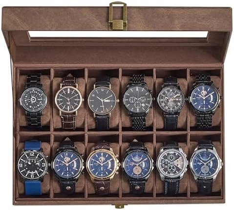 SONGMICS Watch Box, 12-Slot Watch Case with Large Glass Lid by SONGMICSbySONGMICSHOME