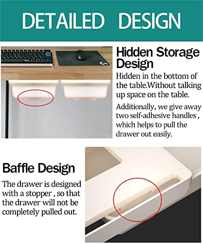 SVNNELP 2Pack Under Table Desk Drawer Storage Organizer Slide Out, Hidden Self-Adhesive Under Desktop Pencil Tray Drawer for Office,Classroom,Kitchen(S/white） - Image 4