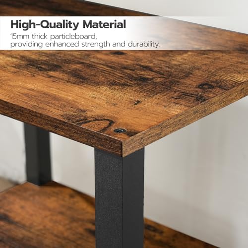 HOOBRO 2-Tier Printer Stand with Charging Station, Under Desk Printer Table, Printer Cart with Storage Shelves, Shelf for Small Spaces, for Home Office, Rustic Brown and Black BF38UPS01 - Image 6