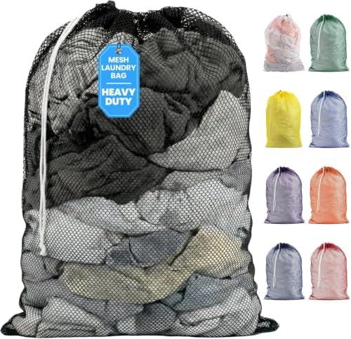 Handy Laundry Mesh XL Laundry Bag 24"x36", Heavy Duty Drawstring, Black by Handy+Laundry