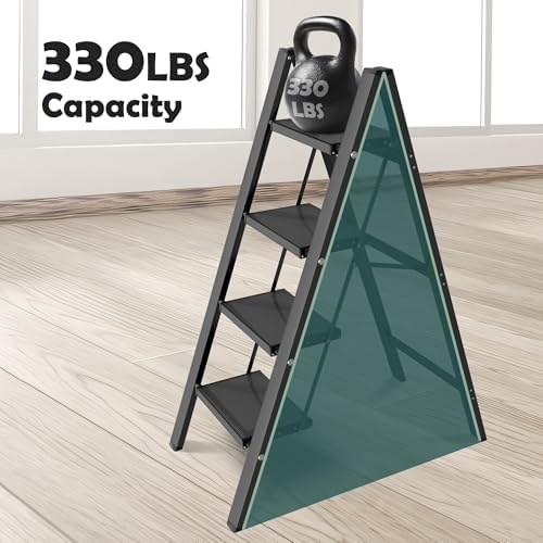 Taranta 4 Step Stool Foldable,Aluminum Step Ladder-Black - Image 4