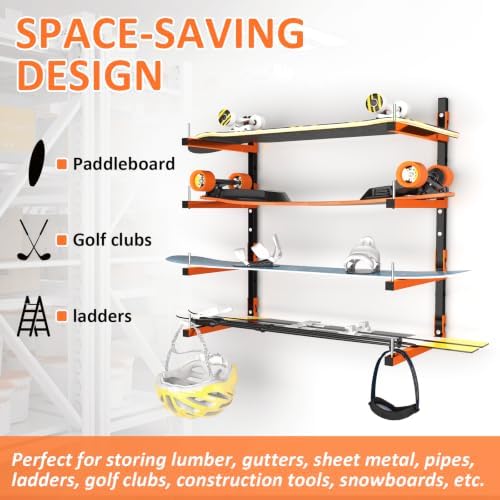 2 Pack Lumber Storage Rack, Wall Mount Removable & Adjustable Lumber Rack with 4-Level Holds Up 520 Lbs, Heavy Duty Metal Garage Wood Rack for Workshop, Basement, Indoor and Outdoor - Image 4
