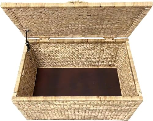 eHemco Water Hyacinth Wicker Storage Trunk, Natural, 30x17.5x17.5 Inches - Image 3