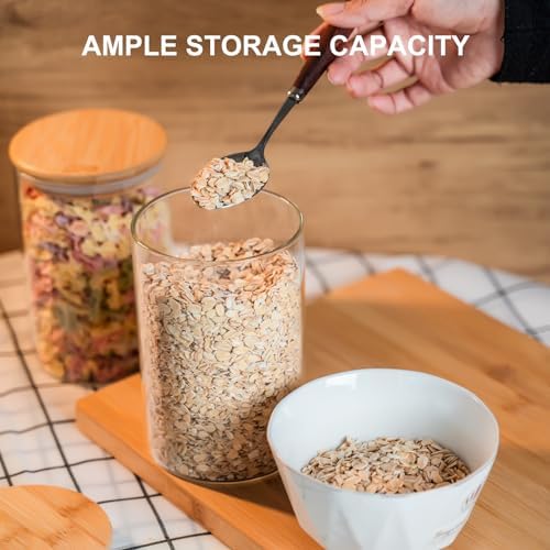 Liuruiyu Glass Food Storage Jars 6-Pack 37oz - 4x6 in-Clear Glass Food Canisters with Bamboo Lid Airtight For Serving Tea, Coffee, Flour, Sugar, Candy, Cookie, Spice and More (Circular) - Image 3