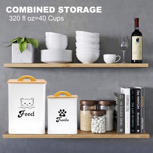 Cat Food Storage Container with Scoop, 2PCS Cat Food Storage Container with Lids Airtight, Cat Treat Jars for Kitchen Counter-7+3Lbs, Cat Cookie Jar for Storage, White - Image 6