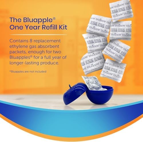 Bluapple Produce Saver Ethylene Gas Absorber - Fresh Fruit & Vegetable Storage, Food Savers for Refrigerator, 8 Packets (9g each), Each Packet Lasts 3 Months, Kitchen Must Haves, USA Made - Refill Kit - Image 2