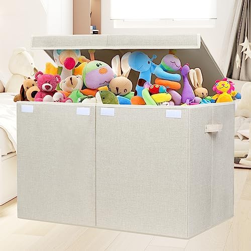 122L Large Toy Box Chest Storage with Lid, Collapsible Kids Toy Storage - Image 2