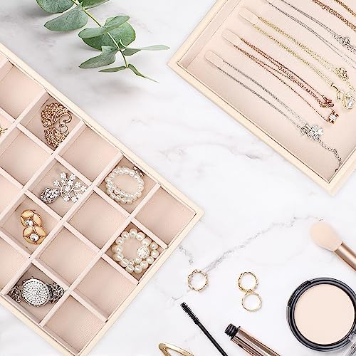 Voova Stackable Jewelry Organizer Tray with Lid (Set of 4, Apricot) - Image 2
