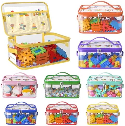 8 Pack Large Clear Toy Storage Bags with Labels, Handles, Zippers, L+XL+XXL by Shcsdr