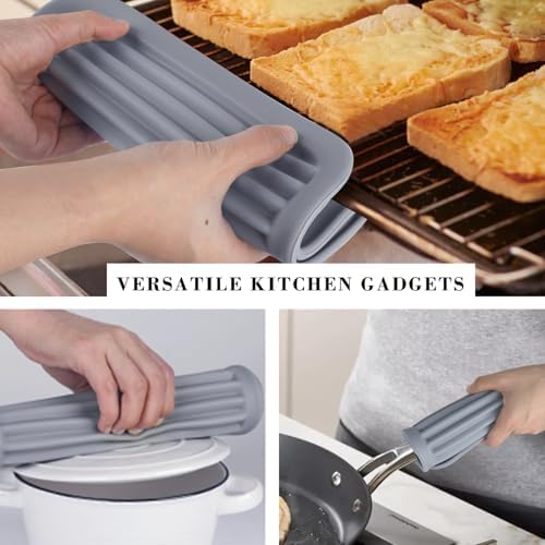 4 PCS Silicone Trivet for Hot Dishes, Hot Pads Trivets Mat for Hot Pots and Pans, Heat Resistant Silicone Hot-Mats, Pot Holders Jar Opener Tables-Mats for Countertop Drying Mat (Grey) - Image 4
