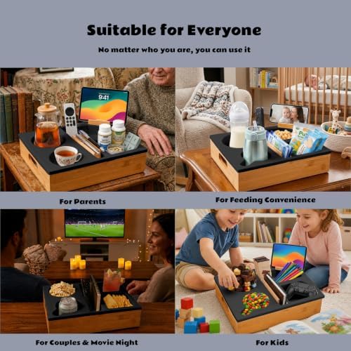 Couch Cup Holder Tray, Wide Opening Couch Caddy for Bed Car Seat Beach - Image 6