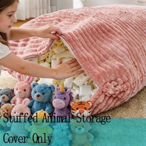 Kisoy Stuffed Animal Storage Bean Bag Bed Cover (No Filler) Washable - Image 2