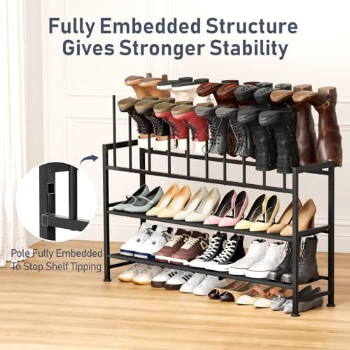DIMJ Boot Rack 4-Tier - Black Metal Boot Storage Rack for Tall Boots Organizer, Multiuse Shoe Rack for Boots, Sneakers, High-Heel, Entryway, Fits 10 Pairs - Image 5