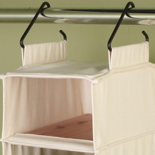 Household Essentials Hanging Shoe Organizer, 10 Wide Cubbies with Cedarline Pockets, Heavy-Duty Cotton Canvas, Removable and Industrial Hooks, Natural - Image 4