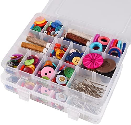Exptolii 18 Grids Plastic Organizer Box with Dividers, Clear Compartment Container Storage for Beads Crafts Jewelry Fishing Tackles, Size 7.9 x 6.2 x 1.2 in - Image 5