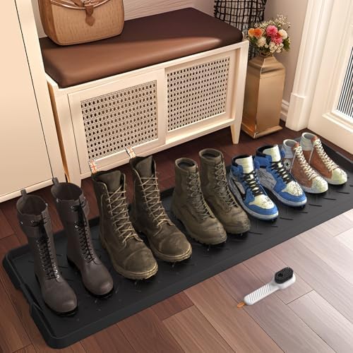 Extra Large Heavy Duty Boot Natural Rubber Shoe Mat for Entryway with Shoes Brush Large Boot Mat Multi-Purpose for Indoor or Outdoor, 16.1x 47.6 Inches by Unknown